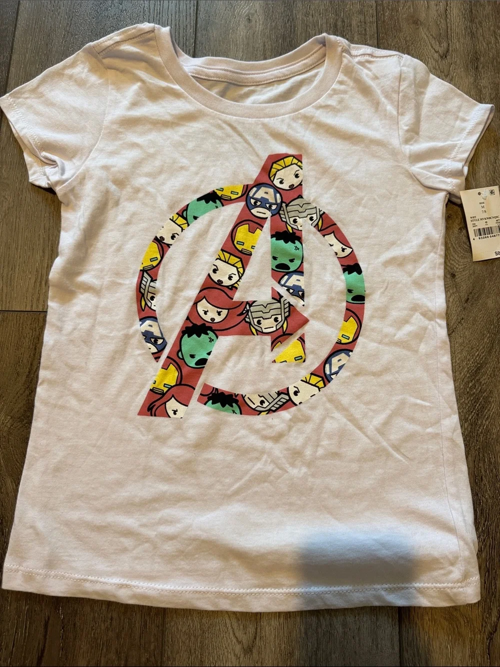 Marvel White Short Sleeve Tee with Colorful Avengers Emblem